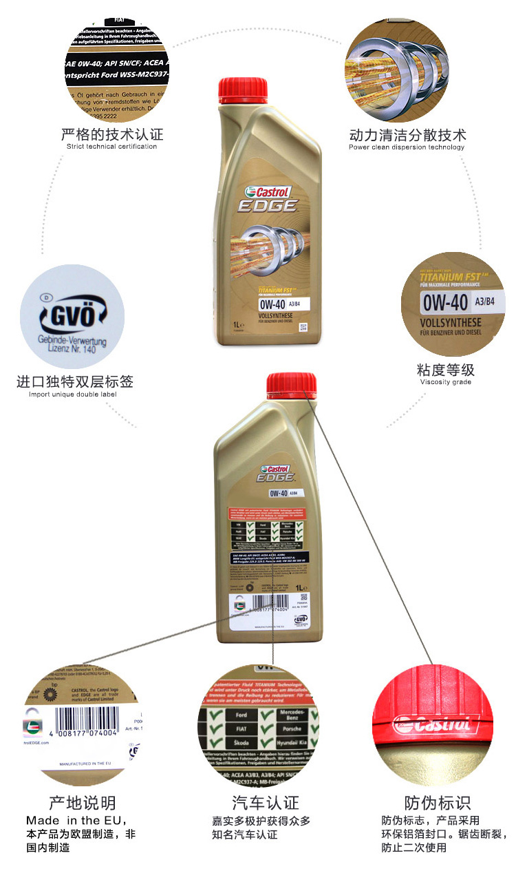 嘉實(shí)多 極護 鈦流體 全合成機油 0W-40 A3/B4 SN 1L裝-第2張圖片-鄭州市冠恒貿易有限公司【官方網(wǎng)站】-車(chē)用潤滑油服務(wù)專(zhuān)家