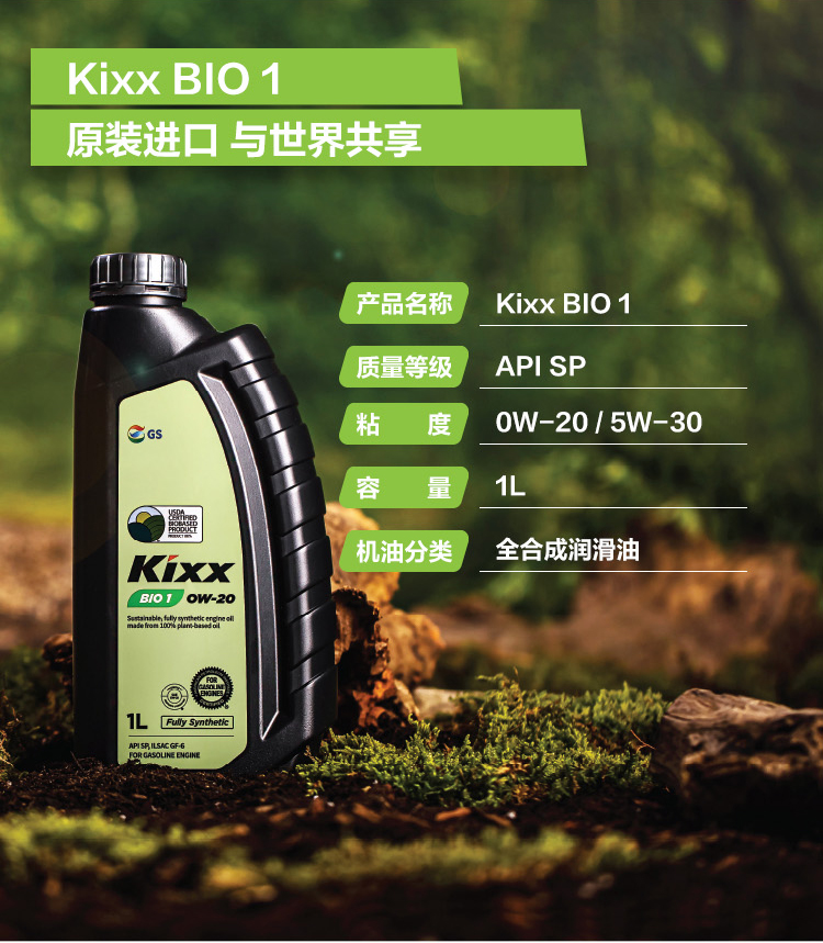 GS (Kixx) 凱升 BIO1 全合成機油 0W-20 SP級 100%植物基基礎油 1L-第4張圖片-鄭州市冠恒貿易有限公司【官方網(wǎng)站】-車(chē)用潤滑油服務(wù)專(zhuān)家
