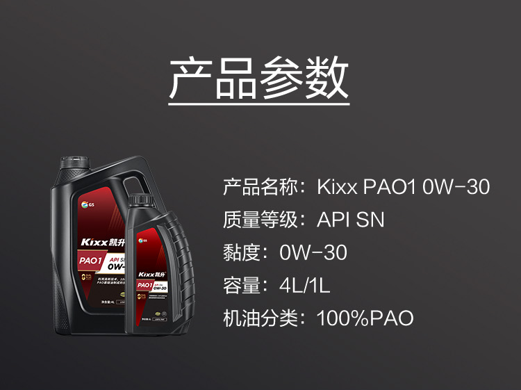 GS (Kixx)凱升 100%PAO全合成機油 0W-30 SN級 黑凱系列 4L-第6張圖片-鄭州市冠恒貿易有限公司【官方網(wǎng)站】-車(chē)用潤滑油服務(wù)專(zhuān)家