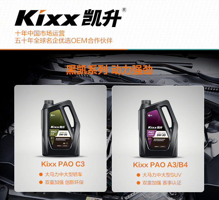 GS (Kixx)凱升 100%PAO全合成機油 0W-30 SN級 黑凱系列 4L-第9張圖片-鄭州市冠恒貿易有限公司【官方網(wǎng)站】-車(chē)用潤滑油服務(wù)專(zhuān)家